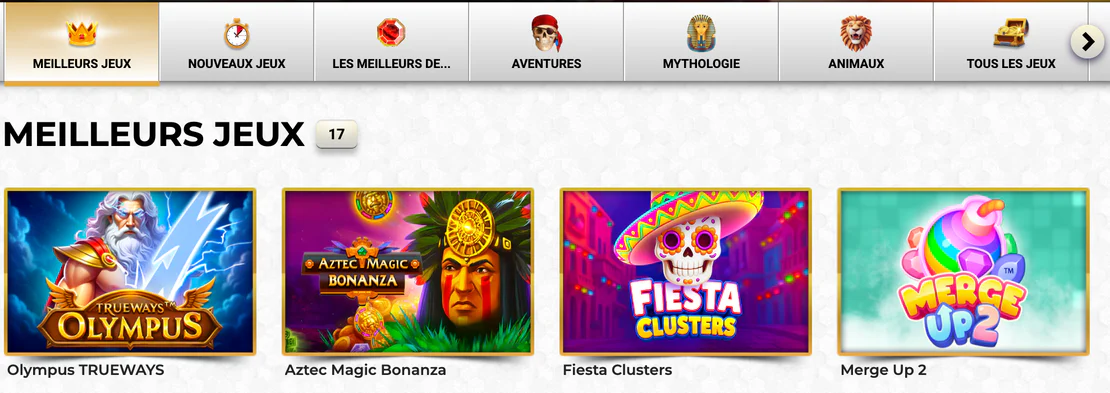 Catalogue complet de jeux de casino en ligne Win Unique